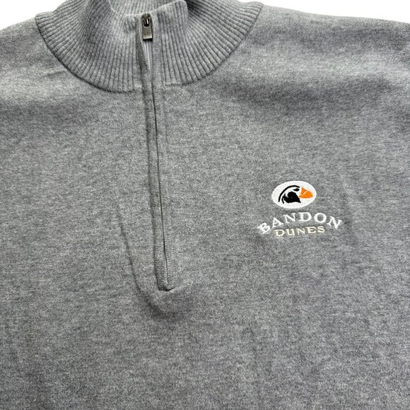 Peter Millar Sweater Gray Mock Neck.  Half Zip.  Zipper. Size Men's Large Cotton - Picture 1 of 11
